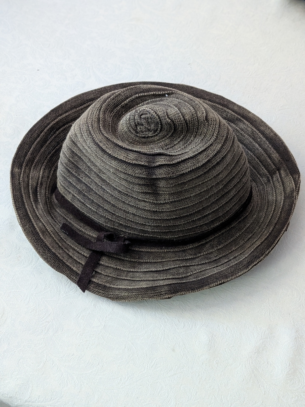 Jessica Simpson Brown Wide Brim Sun Hat Cotton/Nylon Bow Solid One Size Women